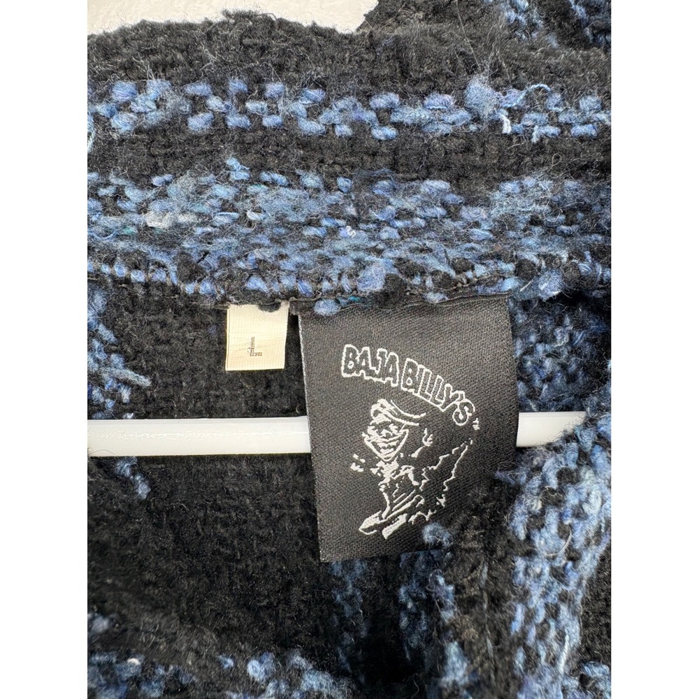 Baja Billys Blue Black Striped Baja Hoodie Drug Rug Pullover Large - Picture 5 of 6
